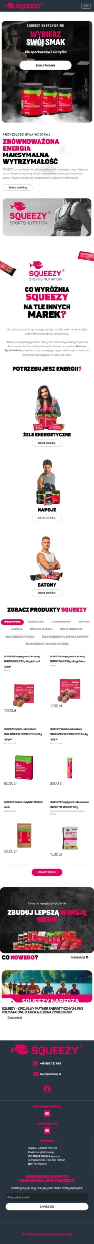 Squeezy - zrzut strony, widok na telefonie