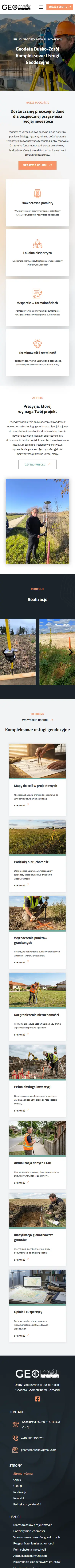 Geo-Metr - zrzut strony, widok na telefonie