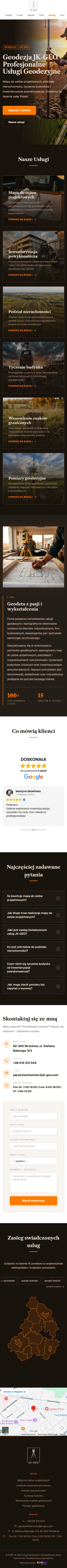 JK-GEO - zrzut strony, widok na telefonie