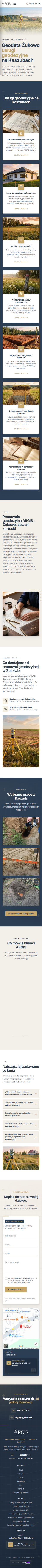 ARGIS Usługi Geodezyjne - zrzut strony, widok na telefonie