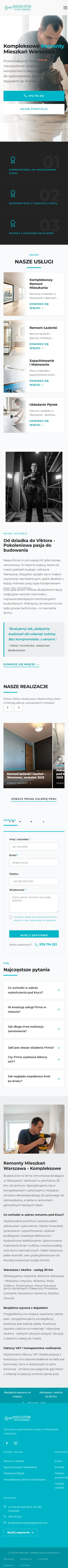 Budsolution - zrzut strony, widok na telefonie